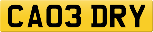 CA03 DRY private number plate